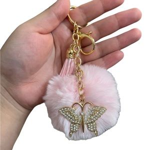 Hand crafted light pink butterfly bag charm/keychain